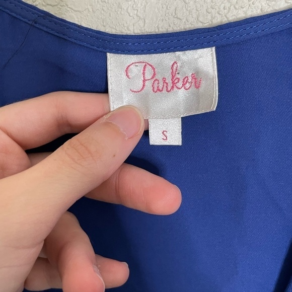 Parker Blue V Neck Silk Dress Small - Picture 7 of 7